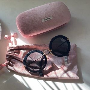 Miu Miu Black Round Sunglasses